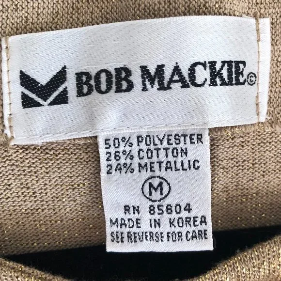 Bob Mackie Metallic Sleeveless Blouse in Gold/Tan | Medium - Picture 7 of 8